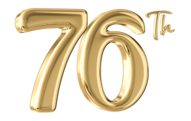 76th Anniversary Gold Number 3D