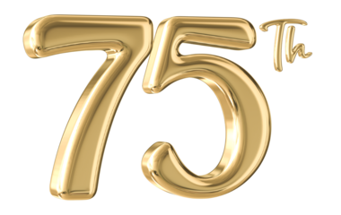 75th Anniversary Gold Number 3D