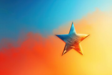 Computer-generated star icon illustration against a backdrop of blue and orange gradient