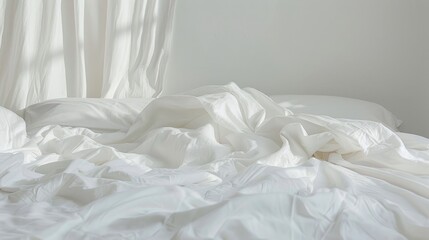 Close up of bed sheets with empty space