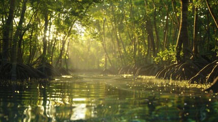 Obraz premium mangrove area. mangrove day background concept