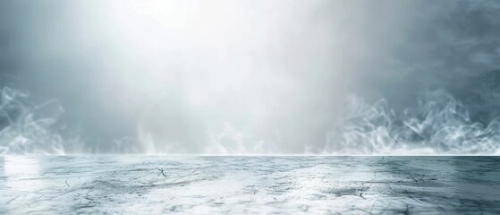 Fototapeta premium A foggy, misty, and hazy sky with a large body of water. The sky is filled with smoke and steam, giving the impression of a stormy or eerie atmosphere