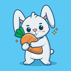 adorable bunny hugging a carrot
