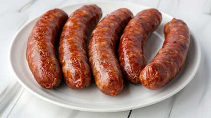 Fototapeta premium Vietnamese Pork Sausage on White Plate with Space