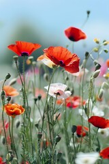 Obraz premium Poppy Flowers Blooming in the Meadow