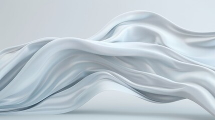 Fototapeta premium A white fabric with a wave pattern. The wave pattern is made up of small dots. The fabric is long and narrow, and it is made of a synthetic material