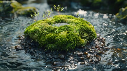 A mossy island in the water