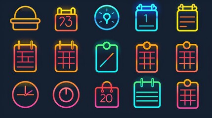 Vibrant Calendar Icons Marked Dates for Memorable Moments and Deadlines