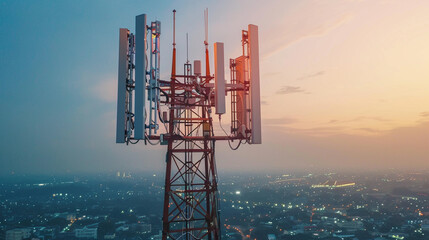 a 5G cellular tower with connected devices