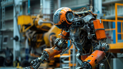 Fototapeta premium a robot performing a rescue operation in a hazardous area