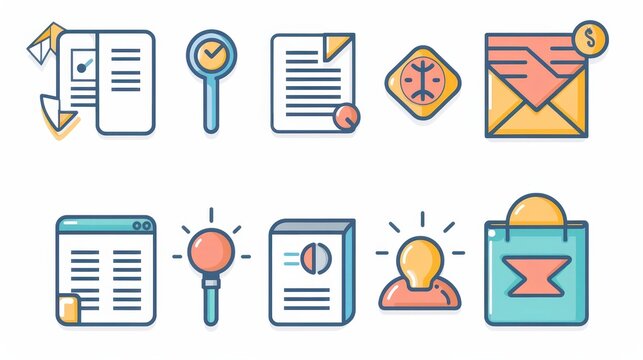 Vibrant Reminder Icons A Colorful Collection of Task and Event Notifications Vector line icons capturing the essence of timely reminders and alerts in a visually striking and modern style.