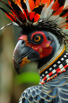 &eacute;trange oiseau color&eacute;, rouge, orange, plumesanimal, rigolo, fun, color&eacute;, avec des v&ecirc;tements, accessoires, humour, mignon