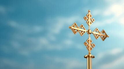 Gold Plated Digital Weather Vane Atop Tower Predicting Crypto Market Trends