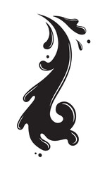 Water drops, black sea ocean waves stencil. Liquid elements, cry droplet icons vector set. Ink, sauce, river isolated splashes	
