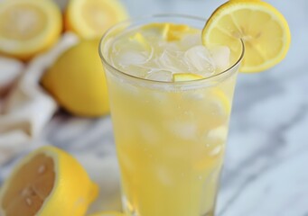 Fototapeta premium Refreshing Iced Lemonade with Lemon Slices