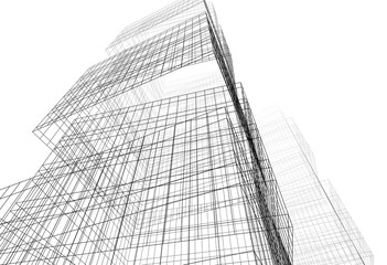 Modern building architectural 3d rendering 3d illustration