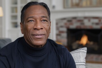 Fototapeta premium Digital image of worried African American man on World Alzheimers Day.
