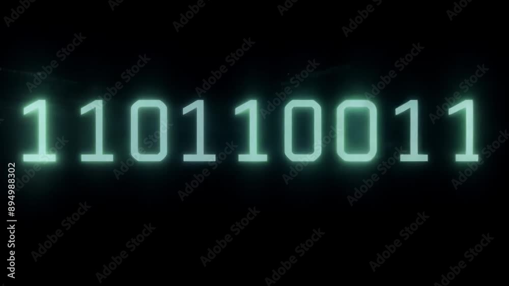 Leinwandbilder Binary Code number is displayed on a black background. It is illuminated with a green glow.
