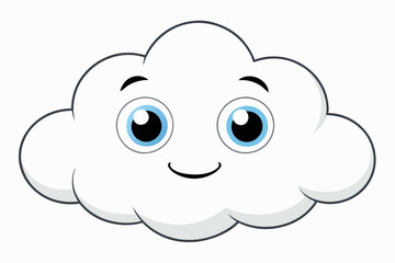 Obraz premium Cloud with White Background Vector Illustration, Cartoon, Clipart, and Line Art Design, Cloud vector illustration, cartoon, clipart, and line art with a white background