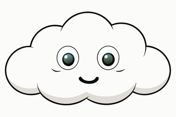 Obraz premium Cloud with White Background Vector Illustration, Cartoon, Clipart, and Line Art Design, Cloud vector illustration, cartoon, clipart, and line art with a white background