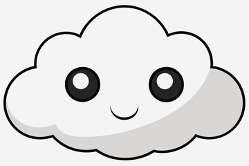 Cloud with White Background Vector Illustration, Cartoon, Clipart, and Line Art Design, Cloud vector illustration, cartoon, clipart, and line art with a white background