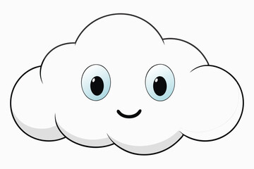 Cloud with White Background Vector Illustration, Cartoon, Clipart, and Line Art Design, Cloud vector illustration, cartoon, clipart, and line art with a white background