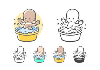 Child Bathing Illustration