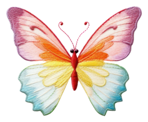 PNG Colorful embroidered butterfly design