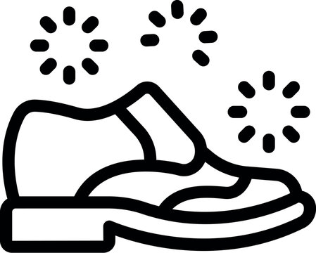 recommend clip art: Line art icon of a clean leather shoe shining with sparkles