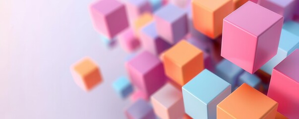 Obraz premium Abstract colorful blocks in a 3D space, modern art concept.