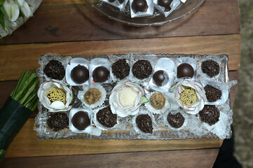 party arrangements sweets bonbons chocolate brigadeiro condensed milk, unhealthy food
