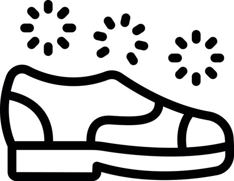 recommend clip art: Line icon of a classic elegant man shoe shining with three sparkles, depicting a cleaning service