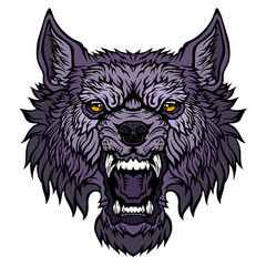 Head of a growling wolf.	
