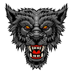 Head of a growling wolf.	