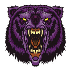 Roaring bear head mascot.	
