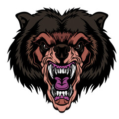 Roaring bear head mascot.	