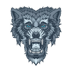 Head of a growling wolf.	