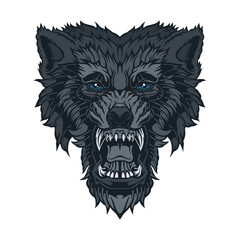 Head of a growling wolf.	
