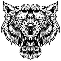 Head of a growling wolf.	