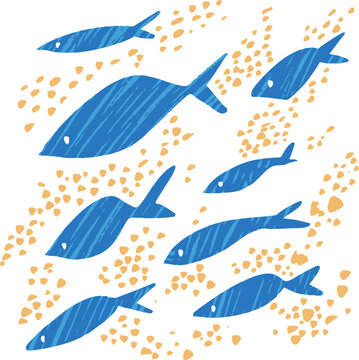 北欧風シンプルな魚のイラスト