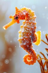 Orange Seahorse in the Ocean