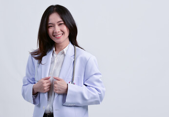 The beautiful Asian women doctor while working in hospital.