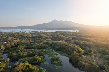 Mombacho volcano on sunset light