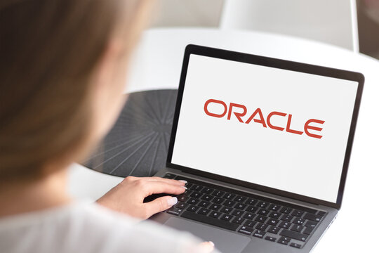 Guilherand-Granges, France - July 23, 2024. Oracle Corporation specializes in database software, cloud solutions, and enterprise software products.