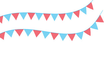 Set of festive garlands with multi-colored flags. Icons in flat style. Vector