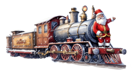 PNG Christmas theme borber locomotive vehicle drawing.