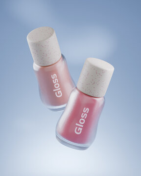 Lip Gloss in Glass Bottles with Terrazzo Pattern Cap