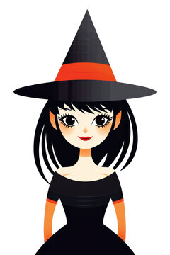 recommend clip art: PNG Isolated a happy witch cartoon white background jack-o'-lantern.