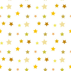 Seamless pattern with light and dark yellow stars on white backgound. Vector image.