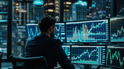 high-tech financial training simulator with interactive modules for learning about stock trading and investment banking